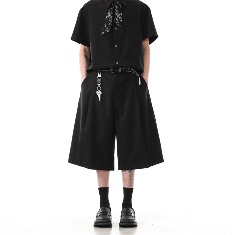 903-WK209-P65S-XXL【灰色黑色】老钱风休闲西裤短裤男!2，男装牛仔裤，星座903