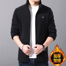 加绒加厚外套秋冬款摇粒绒男土立领夹克保暖 开衫摇粒绒-LR-205图片
