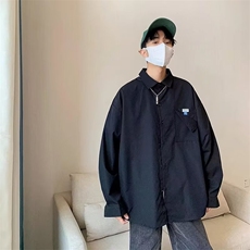 新款白色衬衫男士内搭ins潮流长袖衬衣港风大码宽松休闲外套，男装衬衫，星座716-2