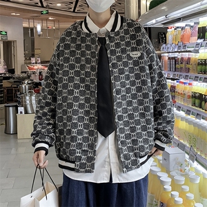 早秋新款复古港味毛呢棒球服韩版男宽松休闲运动外套  W1834-P55图片