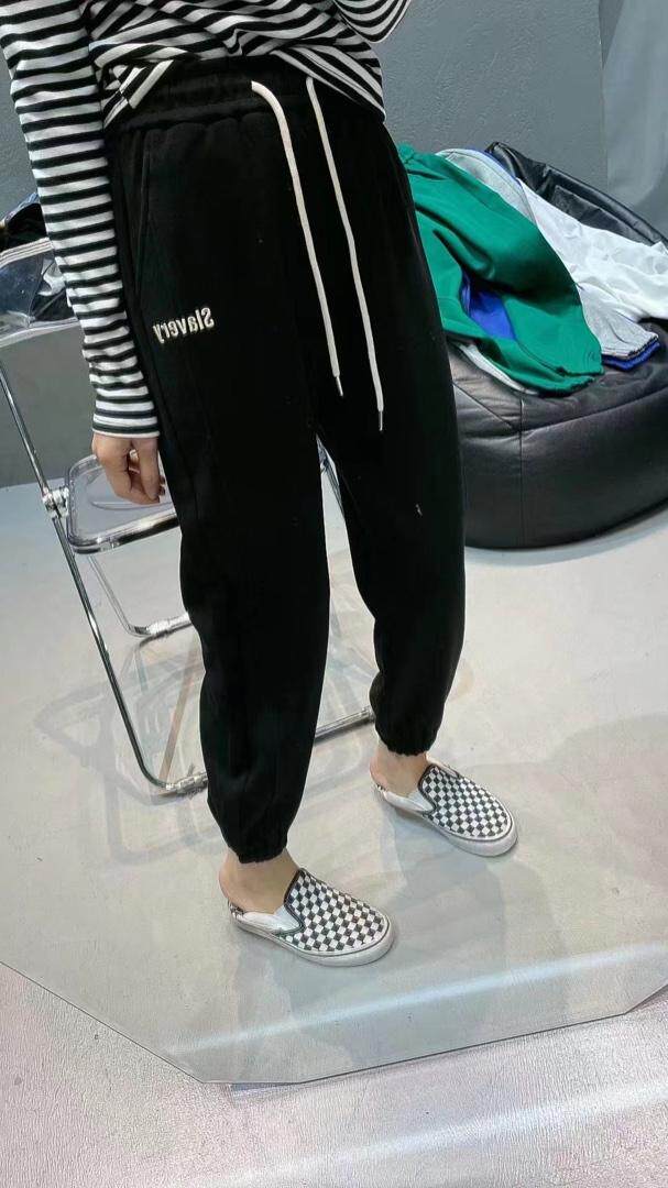 现货春装新款抽绳字母刺绣卫裤，女装休闲裤，AT(2F)