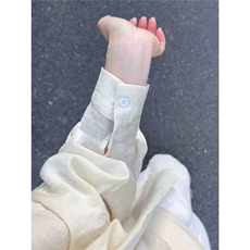 韩系白色薄款防晒长袖衬衫女夏装新款宽松慵懒风衬衣休闲外套上衣，男装防晒衣，星座506A