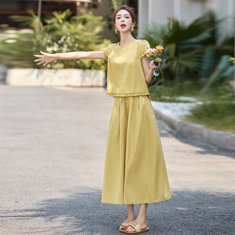 裙子套装2025夏新款巨好看的大方得体漂亮绝美减龄棉麻穿搭一整套,女装套装/套裙,木子恋