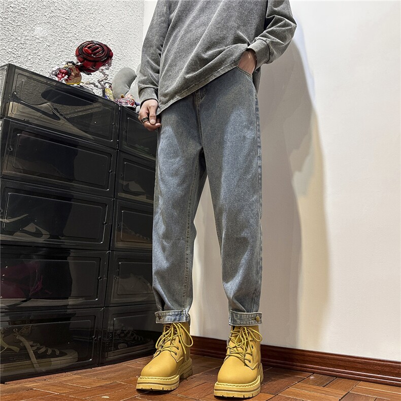 k1050-p45-控68现货oversize蓝色风牛仔裤拼接,男装牛仔裤,星座116