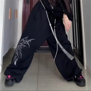 街舞潮牌粉色甜心蝴蝶烫钻辣妹运动裤爵士美式街头休闲裤潮图片