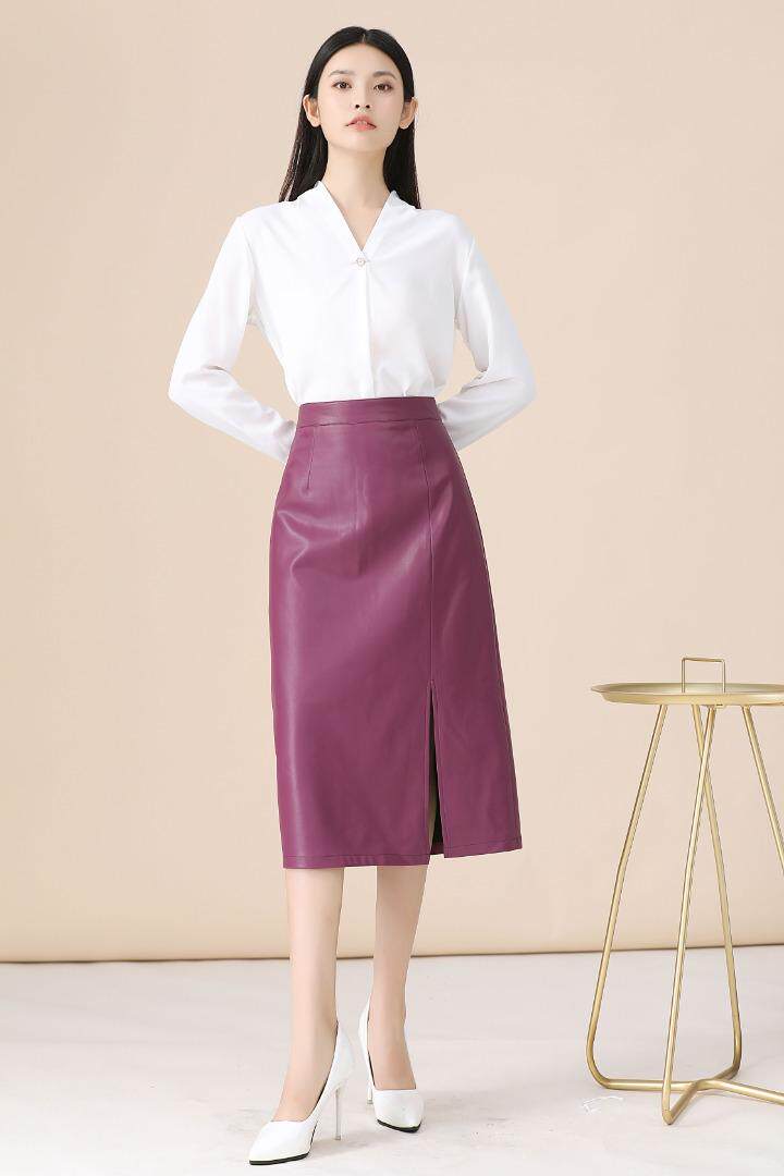 秋冬新款现货，白搭显瘦好贵中长版皮半裙 26/30尺码，女装半身裙，艺尚丽人