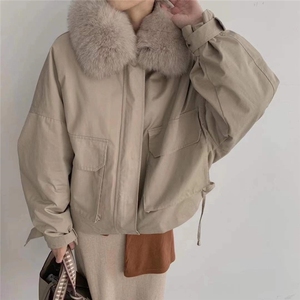DG835韩范真狐狸毛领内搭防獭兔毛保暖派克服图片