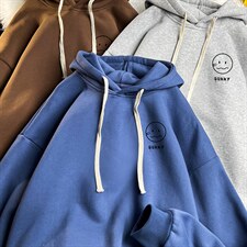 WY2072-P35加绒款-P40纯棉连帽卫衣男大码运动帽衫宽松薄，男装卫衣，电商A040