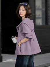 现货，2025连帽工装风衣夹克外套女秋季宽松休闲秋装短款小个子，女装短外套，依万里
