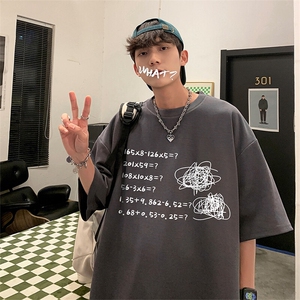 抖音得物二开现货供应220克夏装重磅美式高街宽松短袖t恤MT59图片