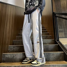 新款垂感宽松直筒条纹裤子男阔腿拖地工装休闲长裤K0671-P38，男装休闲裤，星座308B-1