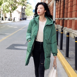 冬季新款简约时尚连帽白鸭绒羽绒服女长款修身显瘦保暖外套图片