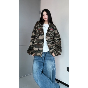 美式迷彩连帽夹克外套男拉链开衫宽松情侣卫衣潮25XJ55262特批60图片