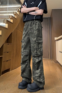 迷彩牛仔裤 C7109-TP4578 美式高街设计感直筒工装牛仔裤男女图片