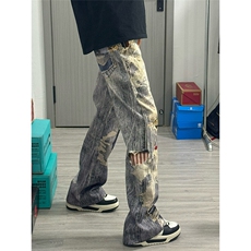 档口现货美式数码印花牛仔裤XZ610A-N4033-特P63，男装牛仔裤，星座610A