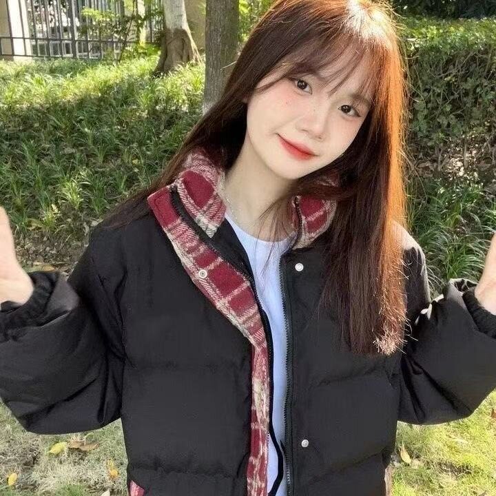 美式复古拼接格子棉衣棉袄2025新款保暖宽松加厚面包服,男装棉衣,星座1210-1