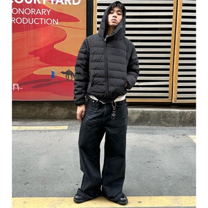 个性斜拉链连帽短款修身棉服610A-1-L8501-P74图片