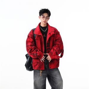 加绒牛仔棉服男冬季棉衣外套羊羔绒加厚毛领保暖外套MY1310-P188,橘粉色棉衣搭配图片