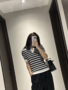 夏季新款简约百搭时尚条纹翻领女士短袖图片