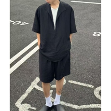 现货网图！亚麻天丝老钱风亚麻莱赛尔假两件-EX50976-特批40，男装休闲套装，电商A061