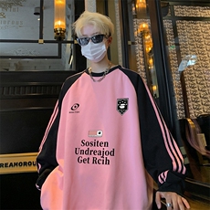 粉色拼黑色袖