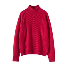 2025年秋季新款百搭女士7针花纱半高领菱形羊绒衫，女装羊绒衫，轻暖羊绒