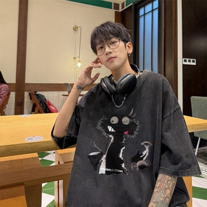 量大优 供视频  240g重磅美式炒雪花水洗做旧短袖t恤STX521-特P25图片