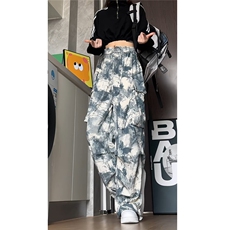 秋季新款时尚水墨扎染情侣工装裤男士宽松休闲裤长裤K6633-特P52，男装工装外套，电商A006