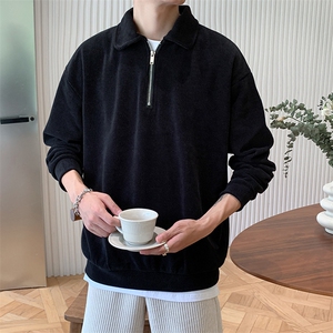 毛衣男秋冬季翻领宽松翻领线衣慵懒风polo领针织衫M08240-P38图片