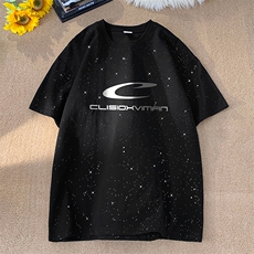量大优供抖音视频支持得物配合二开美式满天星亮片短袖T恤MTX305，男装T恤，电商A486