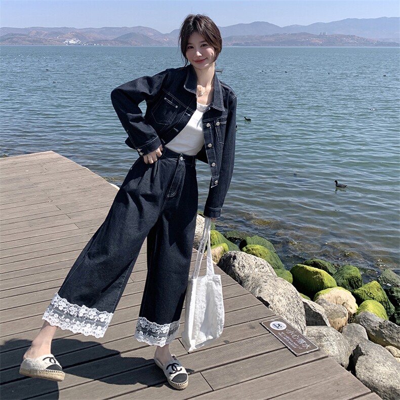 2025春秋潮新款时尚洋气减龄时髦阔腿裤两件套,女装套装/套裙,2D076