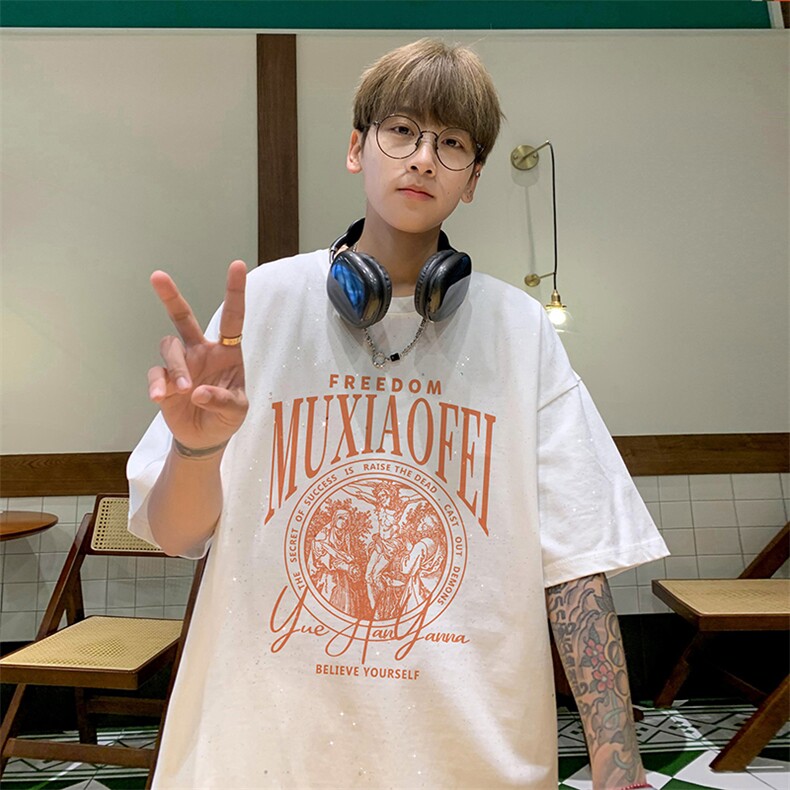 量大优供抖音视频 支持得物配合二开美式满天星亮片短袖T恤MTX190图片