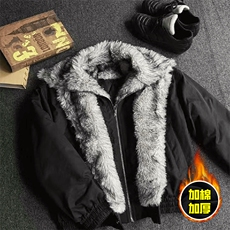 现货高品质美式高街重磅狼王座山雕毛毛领假两件棉衣加厚棉服外套，男装棉衣，电商A486-1