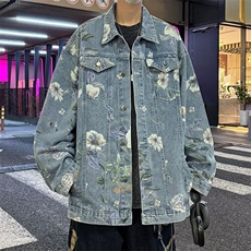 【有货】D2178-P75春秋冬美式复古花卉牛仔夹克男女中性外套潮，男装夹克，星座603-2