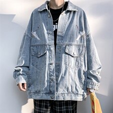 2021秋季新港风白墙大码男日系仙鹤刺绣牛仔衣夹克外套NJ125-P70，男装夹克，电商A001