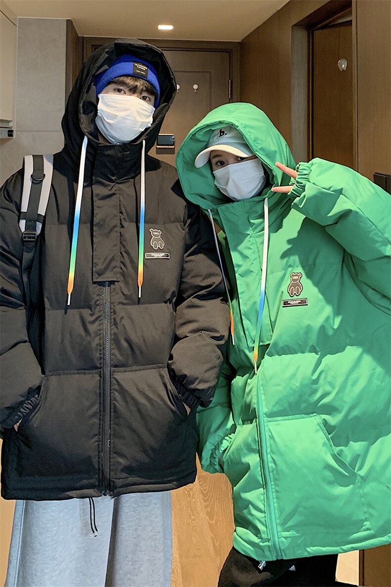 港风新品小熊加厚连帽面包服棉衣外套情侣装棉服G1033P128女类,男装棉衣,电商A339