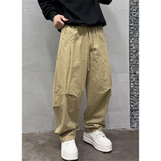 抖音得物纯色简约休闲裤男日系复古宽松束脚口袋装饰工装裤AK10，男装工装外套，电商A443