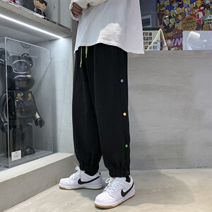 休闲裤男秋韩版排扣阔腿裤港风潮牌宽松束脚裤A125-DK911-P50,男装休闲裤,电商A125