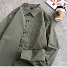 春高级感工装长袖衬衫男潮百搭日系宽松时尚休闲衬衣LS924P37，男装衬衫，星座1013-5