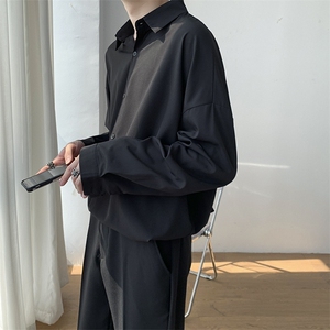 春夏季坠感纯色内搭长袖衬衫男 禁欲风骚年外穿衬衣C630/P27图片