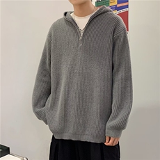 半拉链连帽毛衣男冬季韩版慵懒风加厚宽松针织衫外套MY03115-P58，男装针织衫/毛衣，星座308B-1
