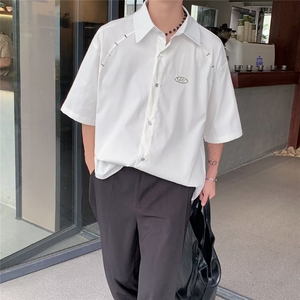 小众设计感衬衫男夏季新款潮牌ins高街短袖衬衣QC40 P40图片