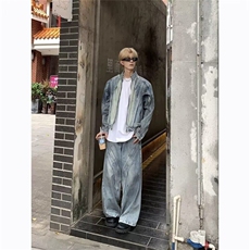 25春装小众解构渐变设计感立领牛仔外套潮流夹克百搭上衣JKK11P95，男装夹克，电商D256-2(原A064-2)