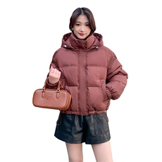 90%白鸭绒羽绒服2024冬季新款韩版短款立领连帽羽绒服外套女，女装羽绒服，美沁