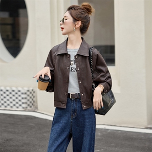 海宁皮衣外套女短款2025秋季新款宽松显瘦设计感小众pu皮夹克上衣图片