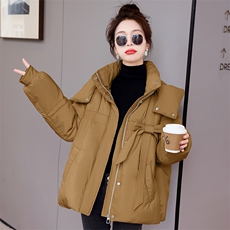 短羽绒服冬季女2022年新款泡芙感连帽时尚宽松显瘦白鸭绒面包服，女装羽绒服，卡杰菲