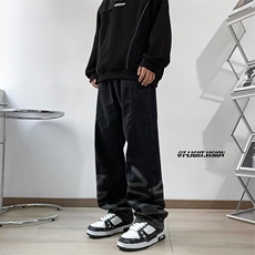 高街牛仔裤男韩版潮染色痞帅2025冬季新款ins长裤1390-P45，男装牛仔裤，星座910-5