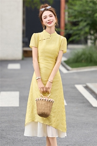 新中式国风连衣裙女2025夏季新款气质修身显瘦少女洋气改良旗袍裙图片