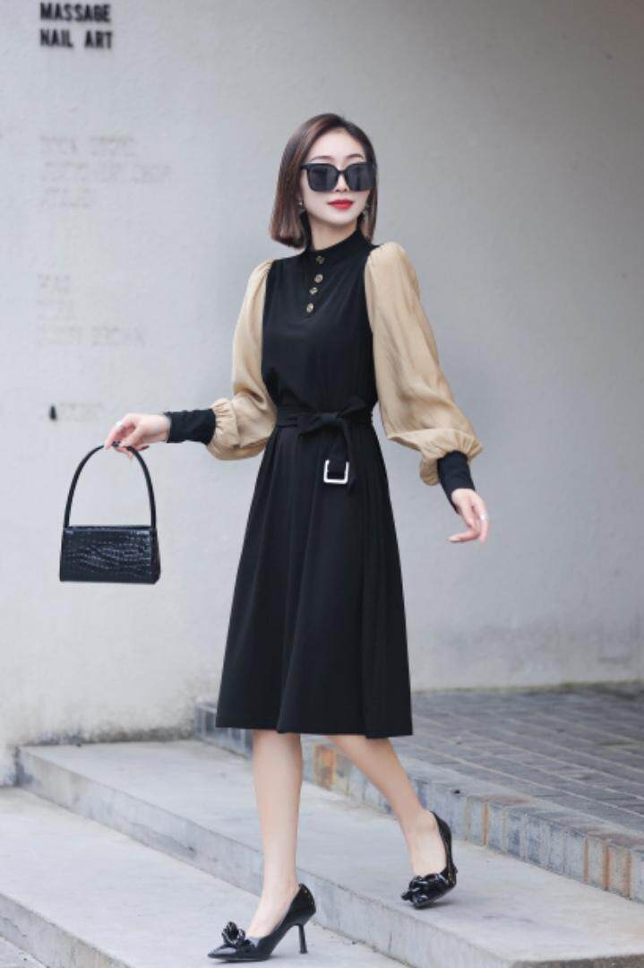 拼色连衣裙，女装连衣裙，FEIZI 飞子