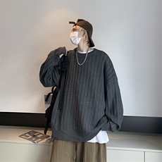 日系复古纯色痞帅套头毛衣男秋冬季休闲圆领宽松针织外套M763，男装针织衫/毛衣，星座1116A-1（原606A）